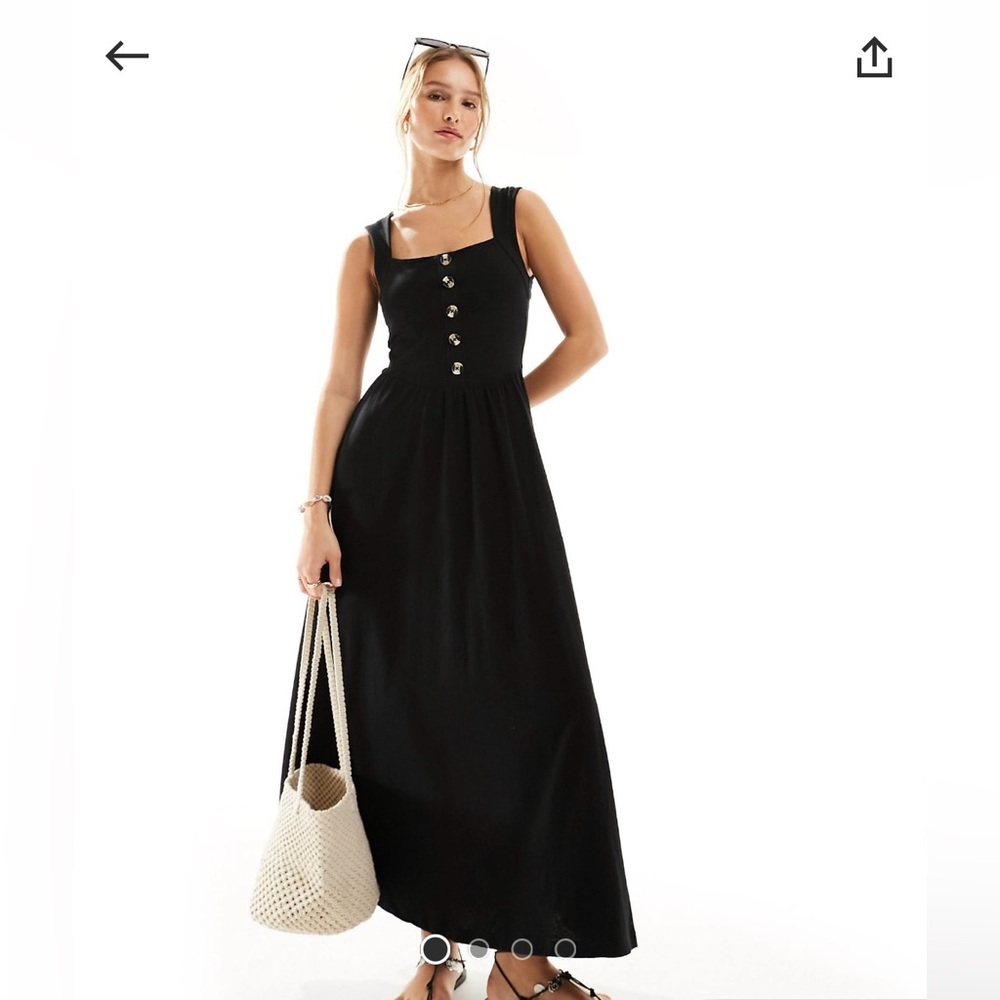 black square neck midi sundress
